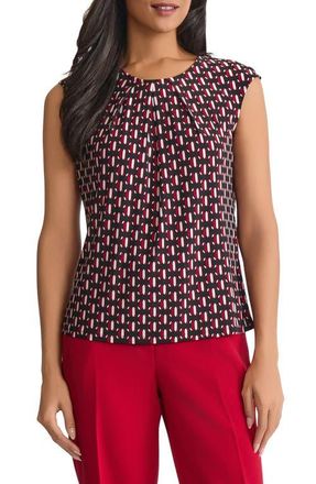 Kasper Print Extended Shoulder Top in Fire Red Multi at Nordstrom, Size X-Large