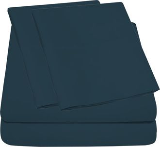Luxury Home Deep Pocket Microfiber Sheet Set in Navy at Nordstrom Rack, Size Queen
