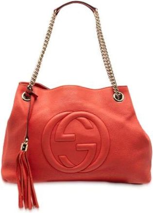 Gucci Pre-owned Shoulder Bags, female, Orange, Size: ONE SIZE Pre-owned Leather Tote