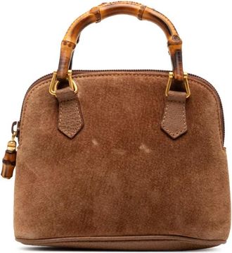 Gucci 20th Century Suede Bamboo Dome satchel - Marrone