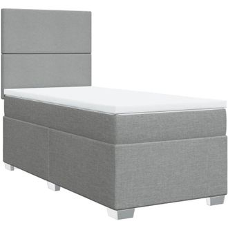 vidaXL Vidaxl - Cama Box Spring Con Colch&oacute;n Tela Gris Claro 100x200 Cm