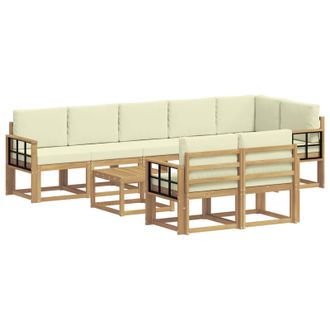 vidaXL Conjunto De Sof&aacute;s De Exterior 9 Pcs Blanco Y Crema Poli&eacute;ster Vidaxl