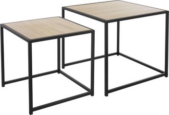 ML Design Set de 2 mesas auxiliares de centro 40x40x40cm/50x50x45cm