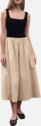 Moon River Sleeveless Mixed Media Maxi Dress in Natural at Nordstrom Rack, Size X-Small