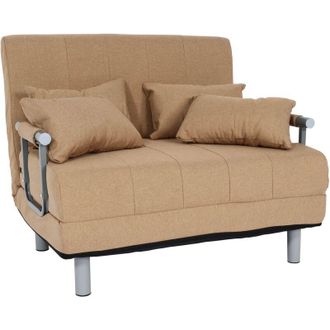 Hhg Divano letto sof&agrave; 2 posti reclinabile 631 186x97cm tessuto marrone chiaro