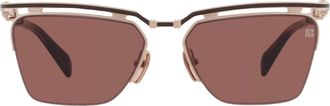 Balmain TRIOMPHE - II Brown Irregular Unisex Sunglasses BPS-190 C 57