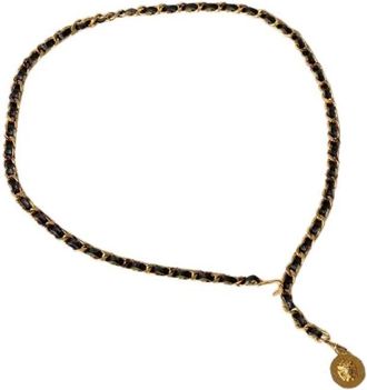 Chanel Pre-owned Vintage Medallion Belt - Dames - Vintage Accessoires - Geel - ONE Size - Leer - Vintage