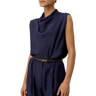 LilySilk Silk Habotai Sleeveless Top in Blueberry at Nordstrom, Size X-Small
