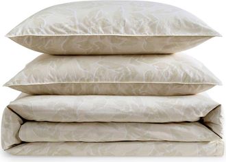 Calvin Klein Yellow Leaves 200 Thread Count Cotton Duvet Cover & Shams Set in Light/medium Yellow at Nordstrom, Size Full/queen