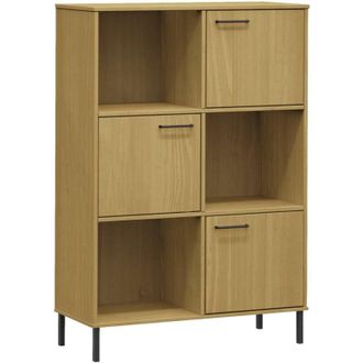 vidaXL Bookcase with Metal Legs Brown 90x35x128.5 cm Solid Wood oslo Vidaxl