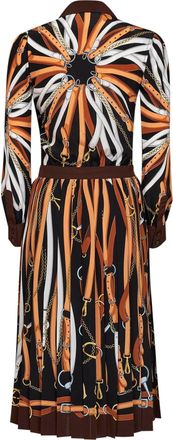 Gucci Womens Midi Shirt Dress Black-Brown Silk Multicolour