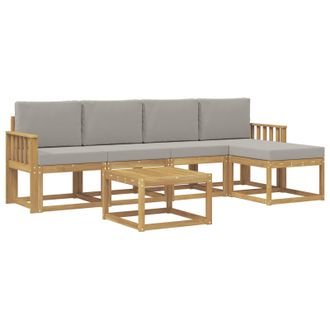vidaXL Conjunto De Sof&aacute;s De Exterior 6 Pcs Blanco Y Gris Claro Vidaxl