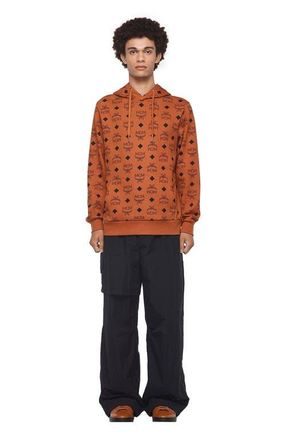 MCM Maxi Monogram Print Hoodie in Organic Cotton in Cognac at Nordstrom, Size X-Large