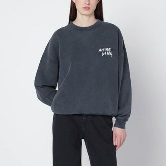 Anine Bing Black washed oversized sweatshirt with logo