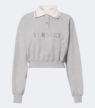Versace Polo cropped in jersey di cotone