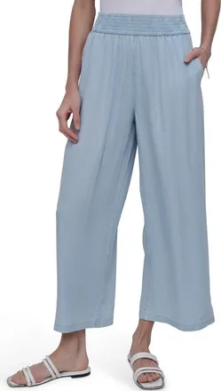 DKNY Wide Leg Ankle Crop Pants in Chambray Stripe at Nordstrom Rack, Size X-Large