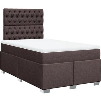 vidaXL Vidaxl - Cama Box Spring Con Colch&oacute;n Tela Marr&oacute;n Oscuro 120x200 Cm