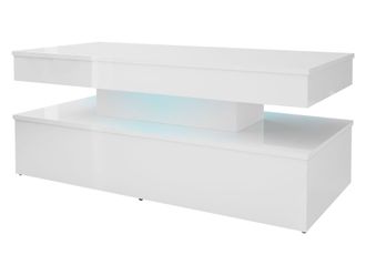 Mirjan24 Mobilier1 - Mesa De Centro Monfero 100, Blanco + Blanco Brillante, 50x55x120cm, Di&aacute;metro: 0, Mdf, Angular, Led