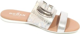 Hogan Slides - Dames - Sandalen - Grijs - 37 1/2 EU - Leer - Schoenen