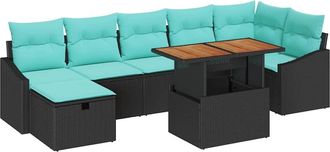 vidaXL Conjunto De Sof&aacute;s De Jard&iacute;n 8 Uds. Negro Rat&aacute;n Sint&eacute;tico Vidaxl