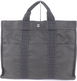 Herm&egrave;s Her Line Gray Polyester Polyamide Tote Bag (Pre-Owned)