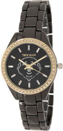 True Religion Buddha Face Crystal Bracelet Watch, 32.5mm in Black at Nordstrom Rack