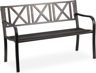 Relaxdays Relaxdays - Banco Jard&iacute;n, 2 Plazas, Terraza, Balc&oacute;n, Acero Robusto, Asiento Para Exteriores Estable, 80,5 X 127 X 63 Cm
