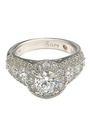Suzy Levian Sterling Silver White CZ Engagement Ring at Nordstrom Rack, Size 5.5