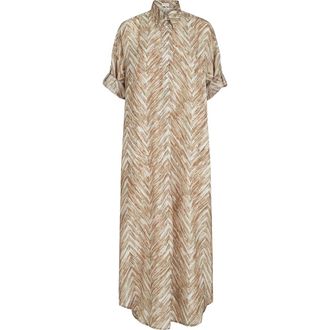 Brunello Cucinelli Chevron print dress in Beige at Nordstrom, Size Xx-Large Eu