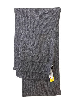 Jocelyn Womens Knit Embroidered Love Scarf With Fringe In Charcoal