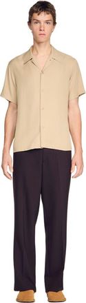Sandro Loose-fit shark collar shirt in Cappucino at Nordstrom, Size Xx-Large