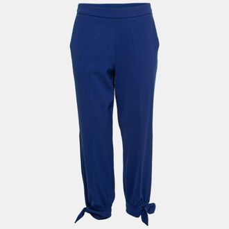 Moschino Boutique Moschino Blue Crepe Stretch Bow Detail Trousers