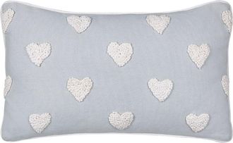 Beliani Beliani - Coj&iacute;n De Algod&oacute;n Estampado Bordado Corazones 30 X 50 Cm Gris Gazania