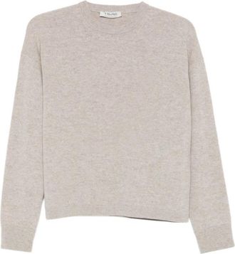 Max Mara Maglia Nebbie - Dames - Ronde hals truien - Beige - L - Wol - Truien & Vesten