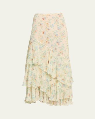 Ulla Johnson Meadow Silk Midi Skirt