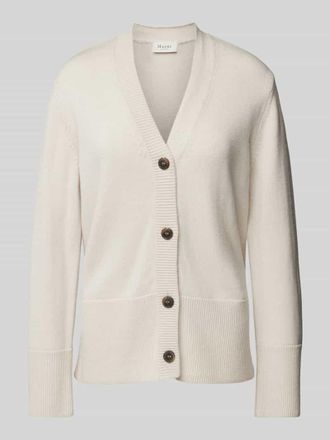 Maerz MAERZ Muenchen Wollcardigan mit V-Ausschnitt in Beige, Gr&ouml;&szlig;e 40