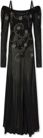 Paco Rabanne Lange Jurk van Jersey - Dames - Avondkleed - Zwart - S - Kleedjes