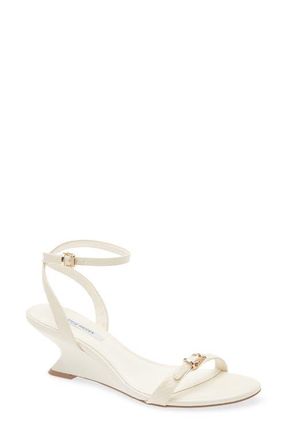 Steve Madden Zaloma Ankle Strap Wedge Sandal in Bone at Nordstrom, Size 9.5