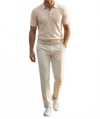 Scott Barber Boucle Solid Polo Shirt In Flax