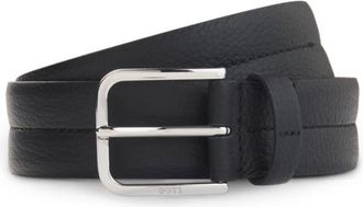 BOSS Leather dress belt with polished silver buckle