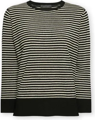 Elena Miro Truien & Vesten, Dames, Zwart, 2Xl, Polyester, Viscose Blend Gestreepte Trui