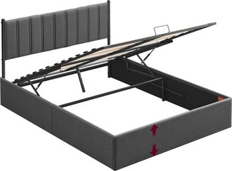 Vasagle Estructura de cama elevable de 160 x 200 cm de color gris oscuro