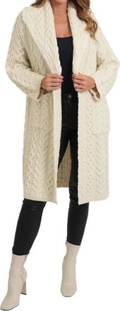 Love Token Travis Cable Knit Cardigan In Ivory