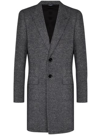 Dolce & Gabbana single-breasted tailored coat - men - Polyamide/Polyester/Cupro/Wool - 52 - Grey