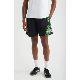 Market Toxic Flames Mesh Shorts in Black/Green at Nordstrom, Size X-Large