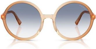 Miu Miu 59mm Round Sunglasses in Brown Gradient /Brandy /Blue at Nordstrom