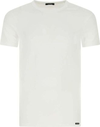 Tom Ford Katoenen T-shirt met ronde hals - Heren - T-shirts - Wit - S - Katoen - Tops
