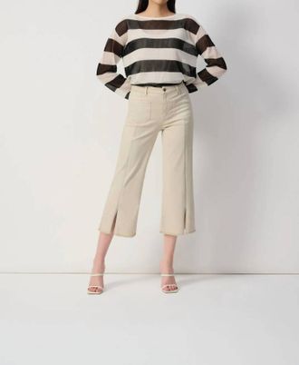 Joseph Ribkoff Embellished Frayed Hem Culotte Jeans In Moonstone