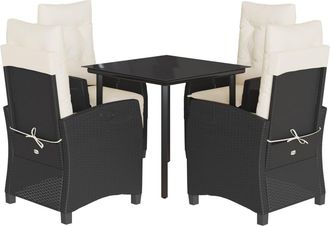 vidaXL Set De Muebles Jard&iacute;n 5 Pzas Con Cojines Rat&aacute;n Sint&eacute;tico Negro Vidaxl