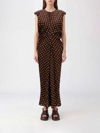 Marni Tunica midi in misto seta a pois con spalle imbottite e chiusura a fiocco